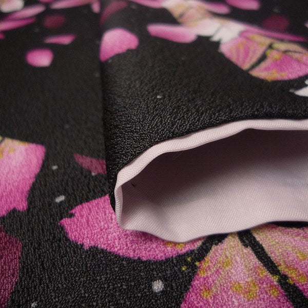 着物レンタル春秋冬用レディース袷小紋袋帯セット「Lサイズ」黒・細桜の画像の4