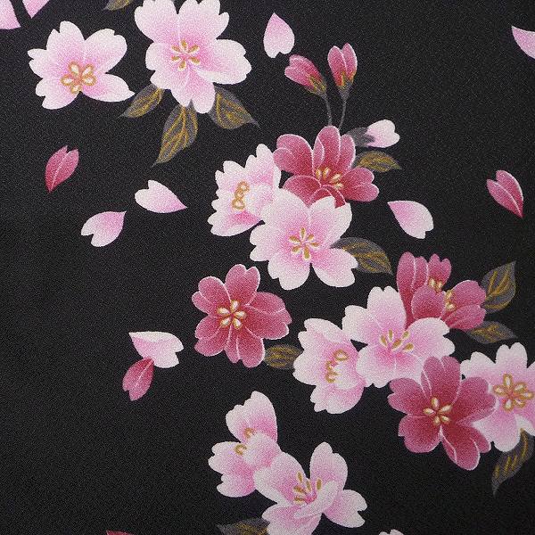 着物レンタル春秋冬用レディース袷小紋袋帯セット「Mサイズ」黒・桜和服レンタルの画像の3