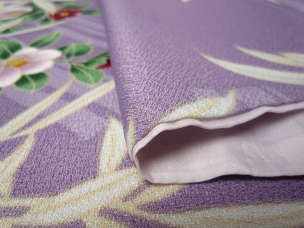 着物レンタル春秋冬用レディース袷小紋セット「Sサイズ」紫・竹・椿の画像の4