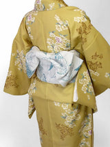 着物レンタル春秋冬用レディース袷小紋セット「Mサイズ」うぐいす色・りんどうの画像の2