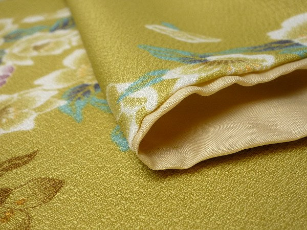 着物レンタル春秋冬用レディース袷小紋セット「Mサイズ」うぐいす色・りんどうの画像の4