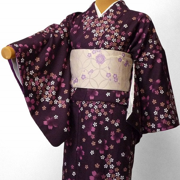 着物レンタル春秋冬用レディース袷小紋セット「XSサイズ」赤紫・小桜の画像