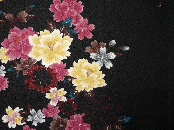 着物レンタル春秋冬用レディース袷小紋セット「XSサイズ」黒・浴衣調の画像の3