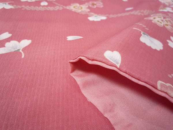 着物レンタル春秋冬用レディース袷小紋セット「XLサイズ」ピンク・桜の画像の4