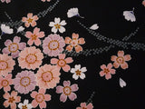 着物レンタル春秋冬用レディース袷小紋セット「XSサイズ」黒・夜桜の画像の3