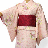 着物レンタル春秋冬用レディース袷小紋セット「Sサイズ」ピンク・桜の画像