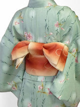 着物レンタル春秋冬用レディース袷小紋セット「XSサイズ」緑・柳・ユリの画像の2