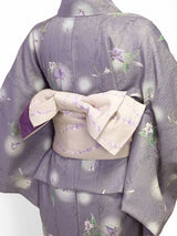 着物レンタルトールサイズ春秋冬用レディース袷小紋セット「XLサイズ」薄紫ユリの画像の2