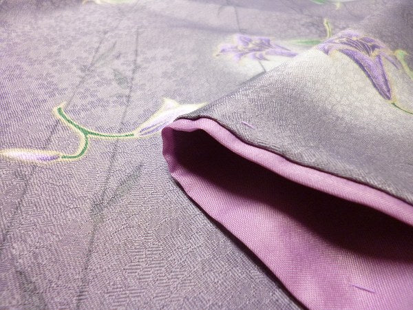着物レンタルトールサイズ春秋冬用レディース袷小紋セット「XLサイズ」薄紫ユリの画像の4