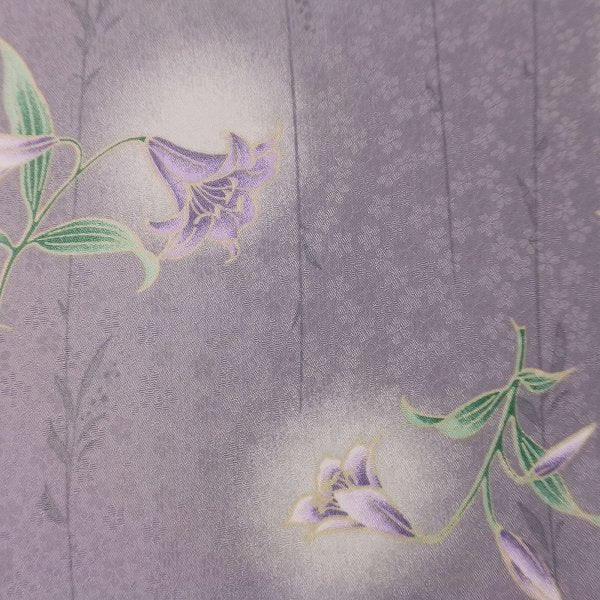 着物レンタルトールサイズ春秋冬用レディース袷小紋京袋帯セット「XLサイズ」薄紫ユリの画像の3