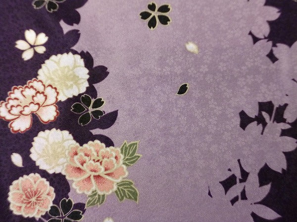 着物レンタル春秋冬用レディース袷小紋セット「Mサイズ」紫・牡丹の画像の3