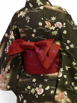 着物レンタル春秋冬用レディース袷小紋セット「XSサイズ」黒・吹寄の画像の2
