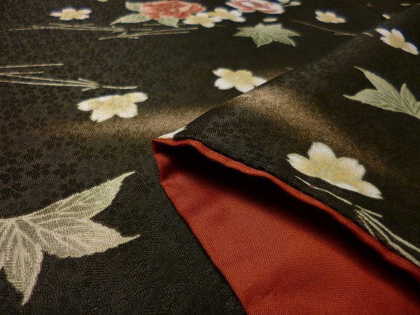 着物レンタル春秋冬用レディース袷小紋セット「XSサイズ」黒・吹寄の画像の4