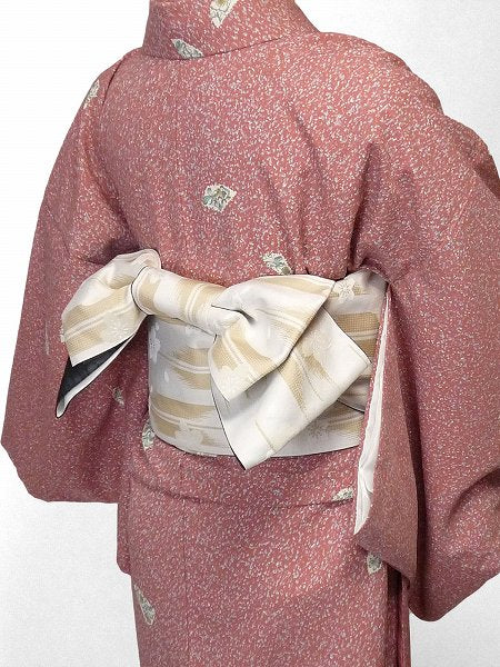 着物レンタル春秋冬用レディース袷小紋セット「Sサイズ」ピンク・蒔糊・たたきの画像の2