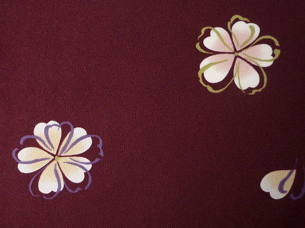 着物レンタル春秋冬用レディース袷小紋セット「Mサイズ」エンジ・シンプル桜の画像の3