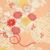 訪問着レンタル七五三母「XSサイズ」橙色菊花束紗綾型着物フルセットワンタッチ着物の画像の5