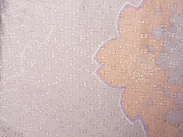 宅配レンタル単衣着物セット「Mサイズ」ピンク・大桜取り(初夏・初秋用／女性用レディース単衣)の画像の3
