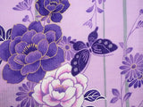 浴衣レンタルセットMサイズレディース紫牡丹蝶ワンタッチ着付け簡単の画像の3