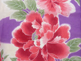浴衣レンタルセットXLサイズレディース紫大牡丹ワンタッチ着付け簡単ゆかたの画像の3