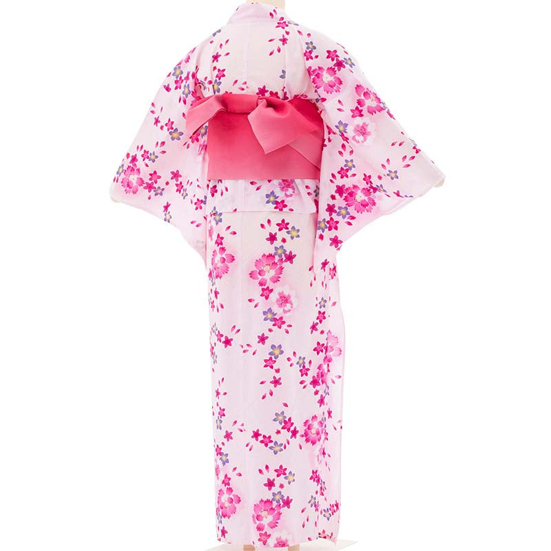浴衣レンタルセットXSサイズレディースピンク桜ワンタッチ着付け簡単ゆかたの画像の2