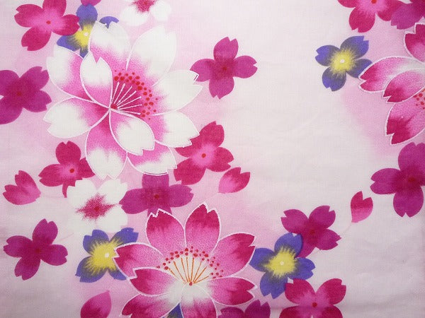 浴衣レンタルセットXSサイズレディースピンク桜ワンタッチ着付け簡単ゆかたの画像の3