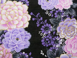 浴衣レンタルセットMサイズレディース黒紫洋花ワンタッチ着付け簡単の画像の3