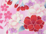 浴衣レンタルセットXSサイズレディースピンク赤桜ワンタッチ着付け簡単の画像の3
