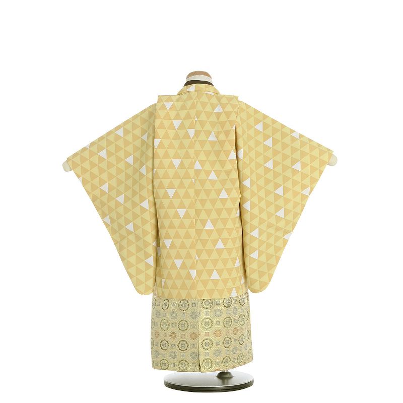七五三3歳男の子袴レンタル着物黄色ウロコ文/はかま鬼狩り衣装風の画像の2