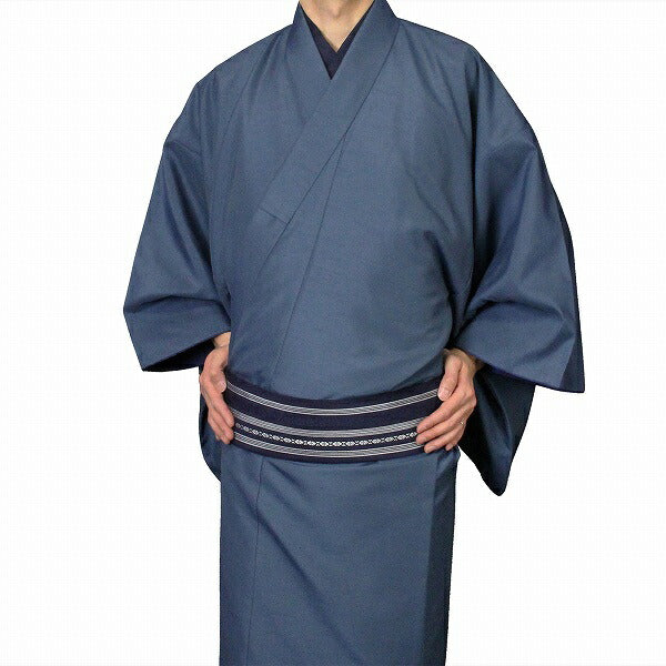 着物レンタル「Sサイズ」紺色・グレー・紬(春秋冬用／男性用メンズ袷)和服の画像の2