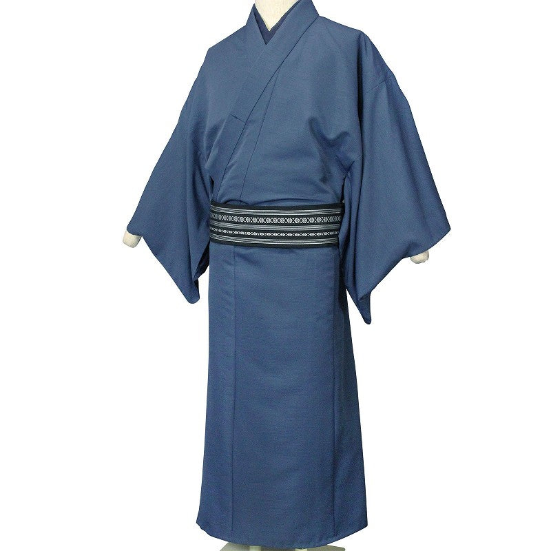 着物レンタル男メンズ「XLサイズ」紺・アンサンブル・紬(初夏・初秋用／単衣)和服の画像の2