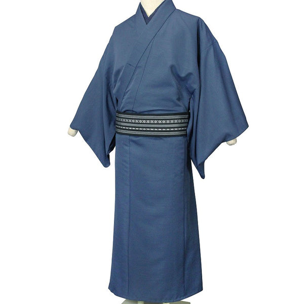 着物レンタル男メンズ「3Lサイズ」紺・アンサンブル・紬(初夏・初秋用／単衣)和服の画像の2