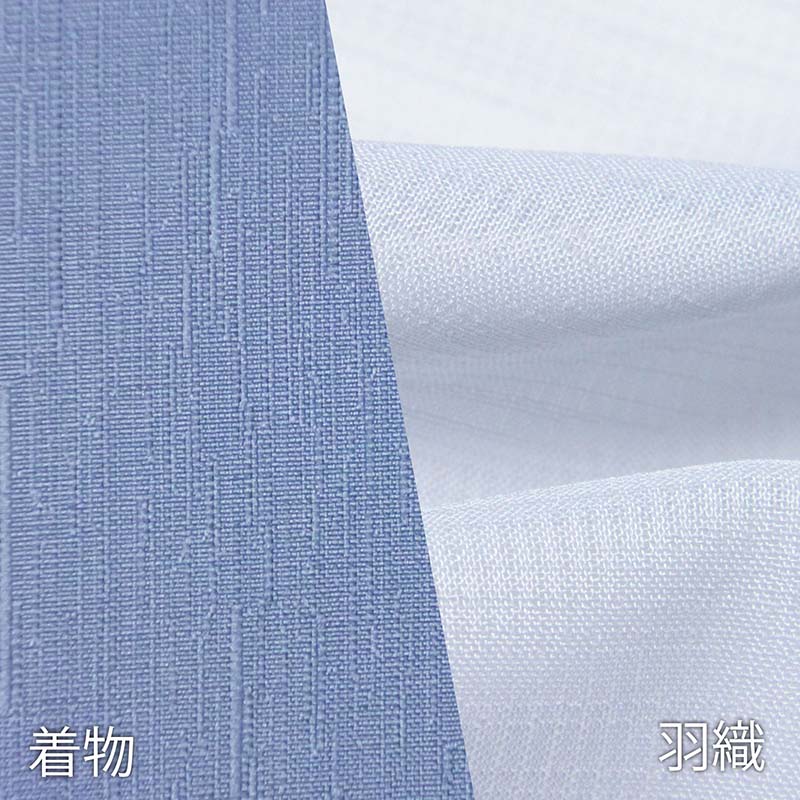 夏着物レンタル男メンズ夏物紗「Mサイズ」青グレー・白グレー羽織(なつもの)の画像の3
