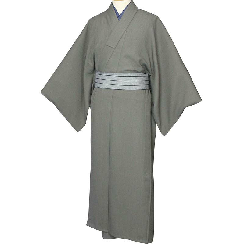 夏着物レンタル男メンズ夏物紗「Mサイズ」茶緑・濃紺羽織(なつもの)の画像の2