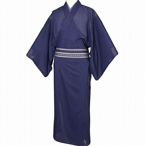 夏着物レンタル男メンズ夏物紗「XLサイズ」濃紺アンサンブル紗羽織付きセット(なつもの)の画像の2