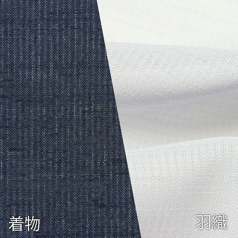 夏着物レンタル男メンズ夏物紗「XSサイズ」鉄紺薄グレー紗羽織セット(なつもの)の画像の3
