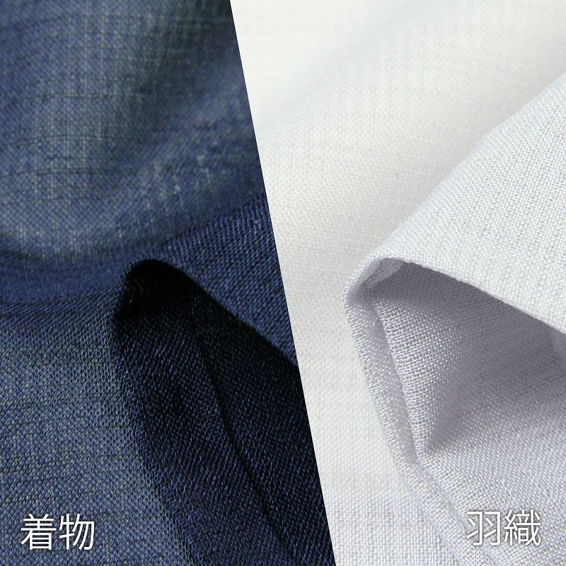 夏着物レンタル男メンズ夏物紗「XSサイズ」鉄紺薄グレー紗羽織セット(なつもの)の画像の4