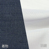 夏着物レンタル男メンズ夏物紗「Mサイズ」鉄紺薄グレー紗羽織セット(なつもの)の画像の3