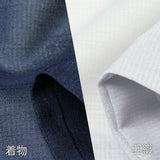 夏着物レンタル男メンズ夏物紗「3Lサイズ」鉄紺薄グレー紗羽織セット(なつもの)の画像の4