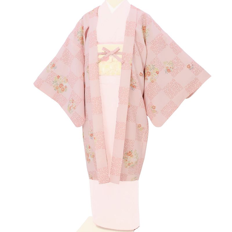 羽織レンタルオプションピンク・市松花輪文フリーサイズの画像
