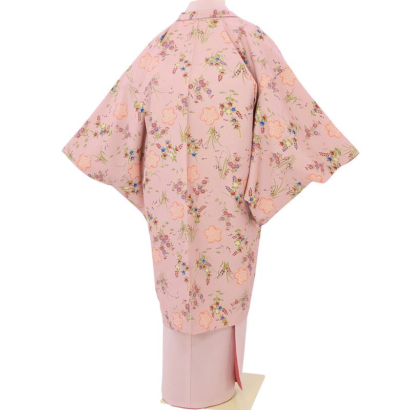 羽織レンタルオプションピンク・野草花文フリーサイズの画像の2