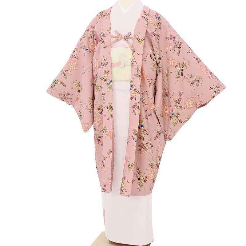 羽織レンタルオプションピンク・野草花文フリーサイズの画像