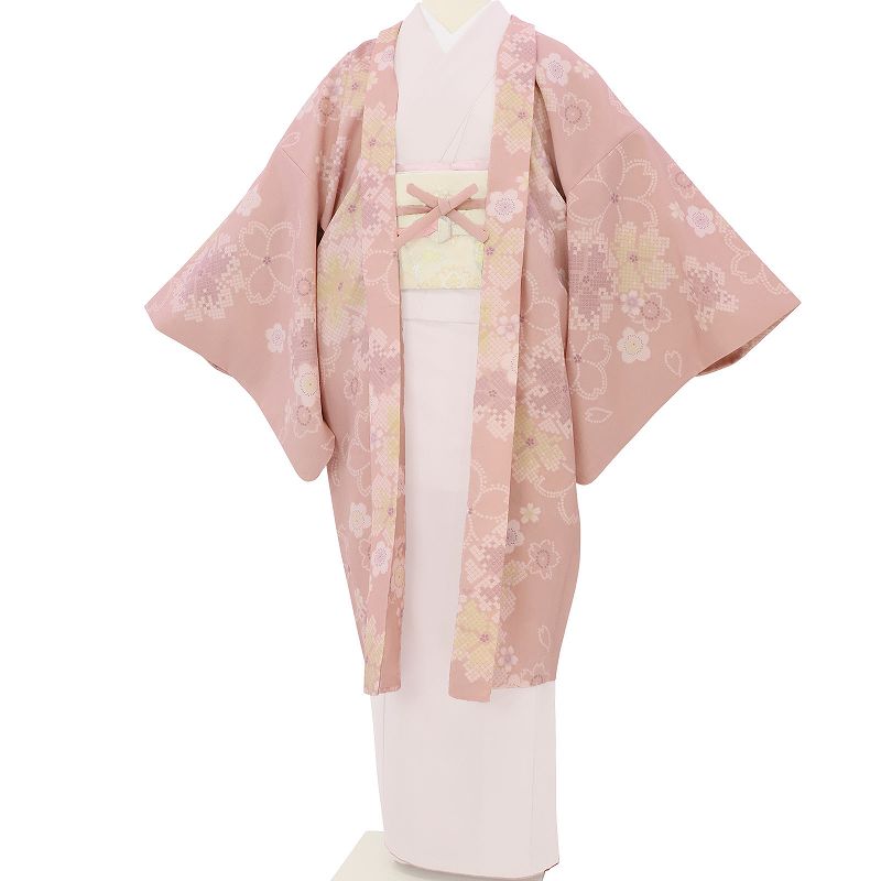 羽織レンタルオプションピンク・鹿の子大桜文フリーサイズの画像