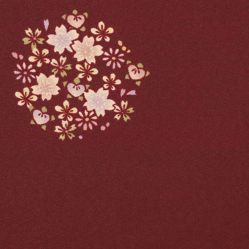羽織レンタルオプションエンジ色・丸花とび柄文フリーサイズの画像の3