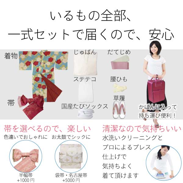 宅配レンタル着物セット(夏物・薄物・紗)「Mサイズ」の説明画像7